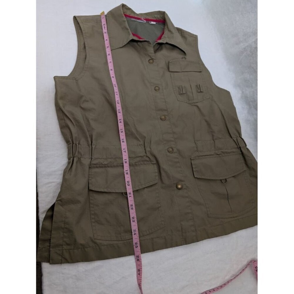 LIZGOLF women's size Medium kahki vest, snap closure, safari vest L8 - Picture 7 of 7